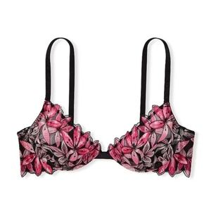 Victoria’s Secret Ziggy Glam Floral Embroidery Demi Bra | 36D | Low Cut | NWT